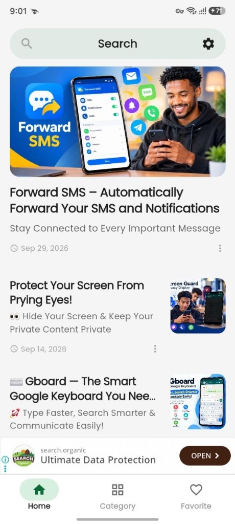 Screenshot of the Gadaa Tips Android application
